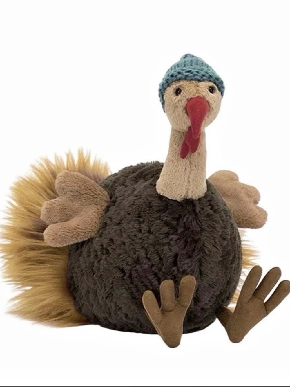 Jellycat Retired/Seasonal -Theo Turkey Plush Turkey Brown & Blue NWT